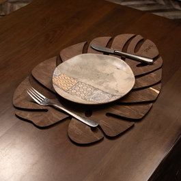 Hermia Monstera - Wenge Juego de 6 Salvamanteles de Madera